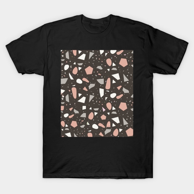 Seamless Dark Purple and Pnk Terrazzo Pattern T-Shirt by zedonee